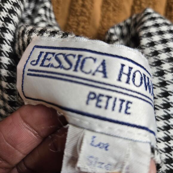 Jessica Howard Vtg 80s Dark Academia Librarian Velvet Houndstooth Midi Dress 10 - Picture 9 of 12